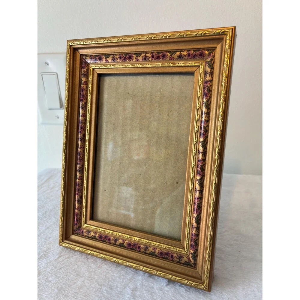 Vintage Floral Gold Purple Frame 4x6 | Cottagecore Whimsical | Loui Michel Cie